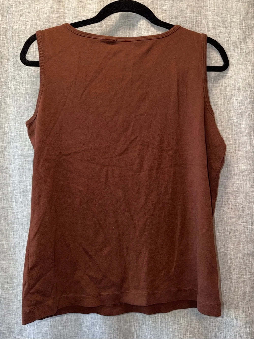 White Stag Brown Beaded Scoop Neck Tank Top Large